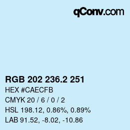 カラーコード: RGB 202 236.2 251 | qconv.com