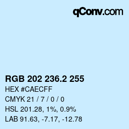 Color code: RGB 202 236.2 255 | qconv.com