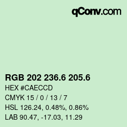 カラーコード: RGB 202 236.6 205.6 | qconv.com