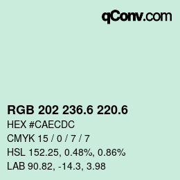 カラーコード: RGB 202 236.6 220.6 | qconv.com