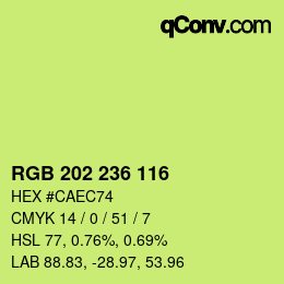 颜色代码: RGB 202 236 116 | qconv.com