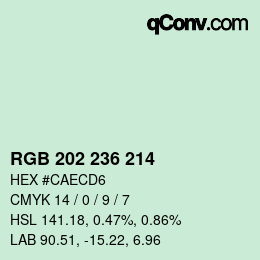 カラーコード: RGB 202 236 214 | qconv.com