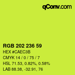 Color code: RGB 202 236 59 | qconv.com