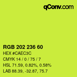 颜色代码: RGB 202 236 60 | qconv.com