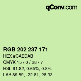 颜色代码: RGB 202 237 171 | qconv.com