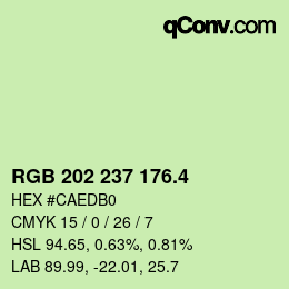 カラーコード: RGB 202 237 176.4 | qconv.com