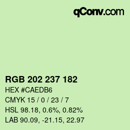カラーコード: RGB 202 237 182 | qconv.com