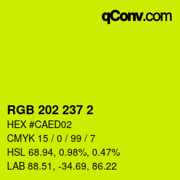 颜色代码: RGB 202 237 2 | qconv.com