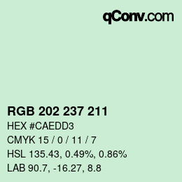 Color code: RGB 202 237 211 | qconv.com