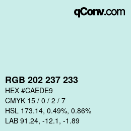 Color code: RGB 202 237 233 | qconv.com