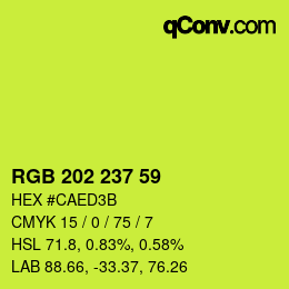 颜色代码: RGB 202 237 59 | qconv.com