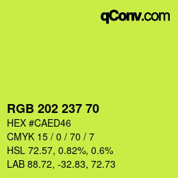 カラーコード: RGB 202 237 70 | qconv.com