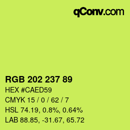 Color code: RGB 202 237 89 | qconv.com
