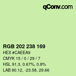 カラーコード: RGB 202 238 169 | qconv.com