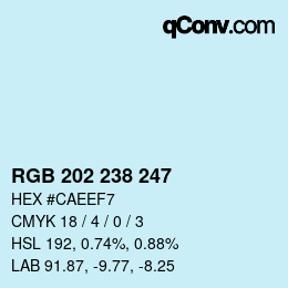 カラーコード: RGB 202 238 247 | qconv.com