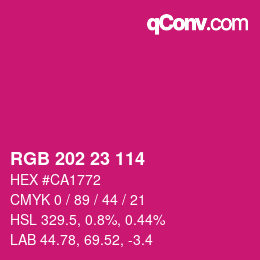 Color code: RGB 202 23 114 | qconv.com