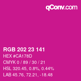 颜色代码: RGB 202 23 141 | qconv.com