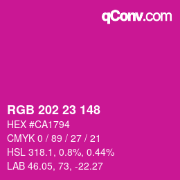 颜色代码: RGB 202 23 148 | qconv.com