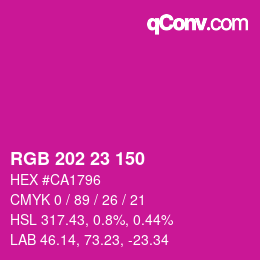 カラーコード: RGB 202 23 150 | qconv.com