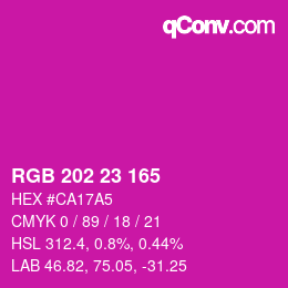 颜色代码: RGB 202 23 165 | qconv.com