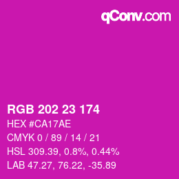 颜色代码: RGB 202 23 174 | qconv.com