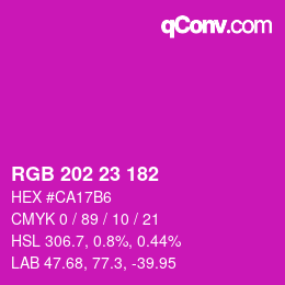 颜色代码: RGB 202 23 182 | qconv.com