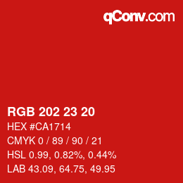 カラーコード: RGB 202 23 20 | qconv.com