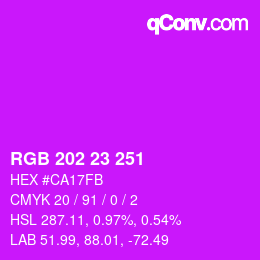 Color code: RGB 202 23 251 | qconv.com