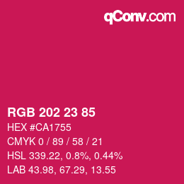 Color code: RGB 202 23 85 | qconv.com