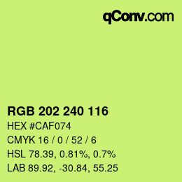 Color code: RGB 202 240 116 | qconv.com