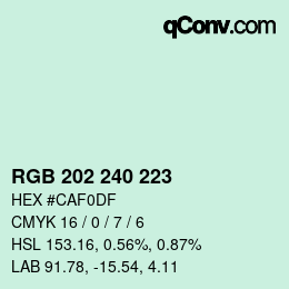 カラーコード: RGB 202 240 223 | qconv.com