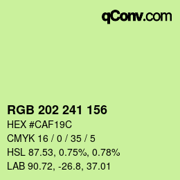 カラーコード: RGB 202 241 156 | qconv.com