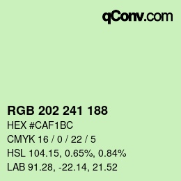 Color code: RGB 202 241 188 | qconv.com