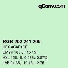 Color code: RGB 202 241 206 | qconv.com