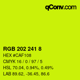 カラーコード: RGB 202 241 8 | qconv.com