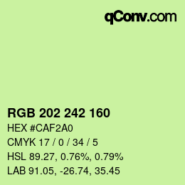 カラーコード: RGB 202 242 160 | qconv.com