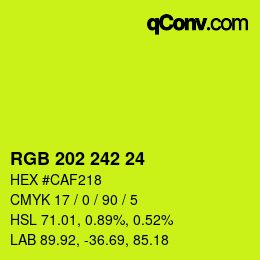颜色代码: RGB 202 242 24 | qconv.com