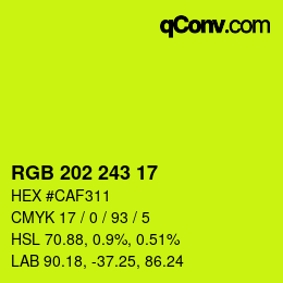 カラーコード: RGB 202 243 17 | qconv.com