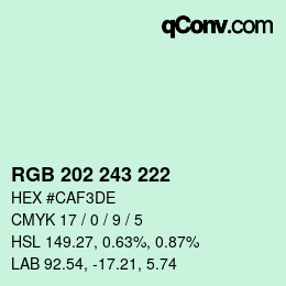 Color code: RGB 202 243 222 | qconv.com