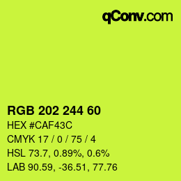 カラーコード: RGB 202 244 60 | qconv.com