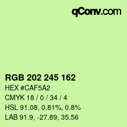 Color code: RGB 202 245 162 | qconv.com