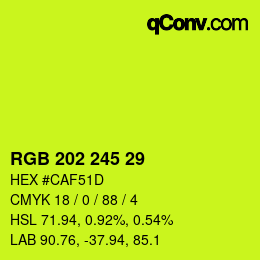 Color code: RGB 202 245 29 | qconv.com