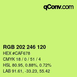 カラーコード: RGB 202 246 120 | qconv.com