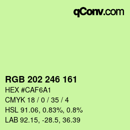 カラーコード: RGB 202 246 161 | qconv.com
