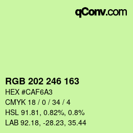 カラーコード: RGB 202 246 163 | qconv.com