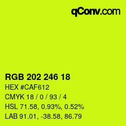 カラーコード: RGB 202 246 18 | qconv.com