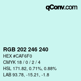 Color code: RGB 202 246 240 | qconv.com