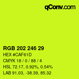 Color code: RGB 202 246 29 | qconv.com