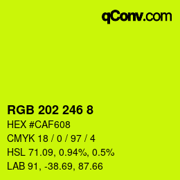 Color code: RGB 202 246 8 | qconv.com