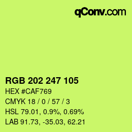 颜色代码: RGB 202 247 105 | qconv.com